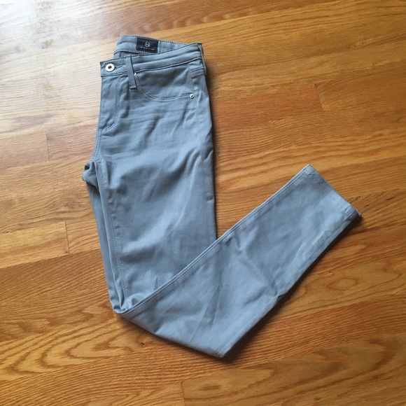 AG Adriano Goldschmied Slate Blue Sateen Super Skinny Ankle Leggings - Picture 1 of 9